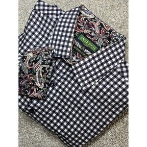 Inserch Icon Men’s Jacquard Cotton 2XL Long Sleeve Button Up Shirt Flip Cuff